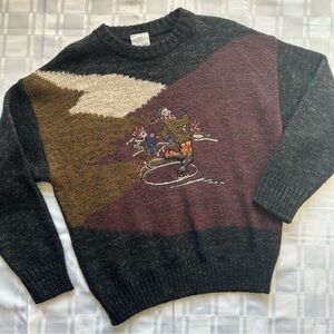 4 Castella Multicolor Skating Embroidered Graphic Knit Wool Blend Sweater